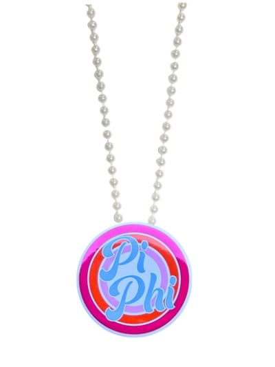 Pin Necklace - Retro Pi Phi -White Beads