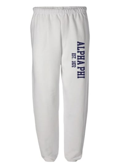 White Sweatpants (Varsity Style- navy) - Alpha Phi