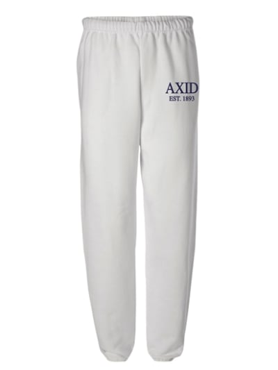 White Sweatpants (Classic Hip- navy) -  Alpha Xi