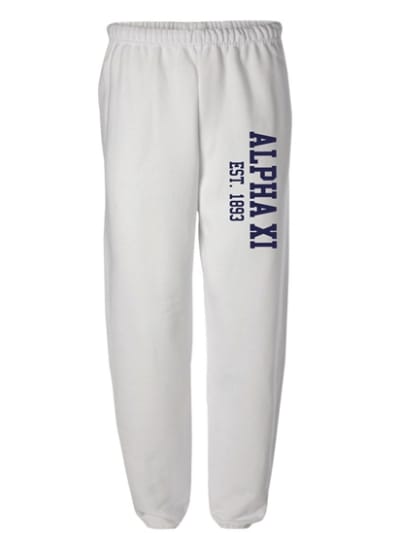 White Sweatpants (Varsity Style- navy) - Alpha Xi