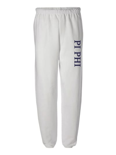 White Sweatpants (Classic Vertical- navy) - Pi Phi