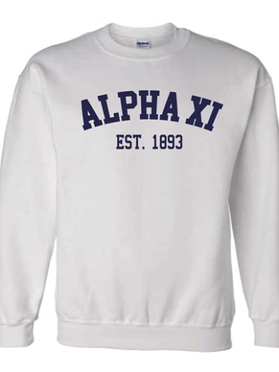 White Sweatshirt (Varsity) Navy Print- AXiD