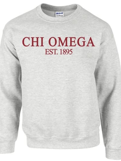 Grey Sweatshirt (Classic Style- red) -Chi Omega