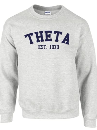 Grey Sweatshirt (Varsity) Navy Print- Theta
