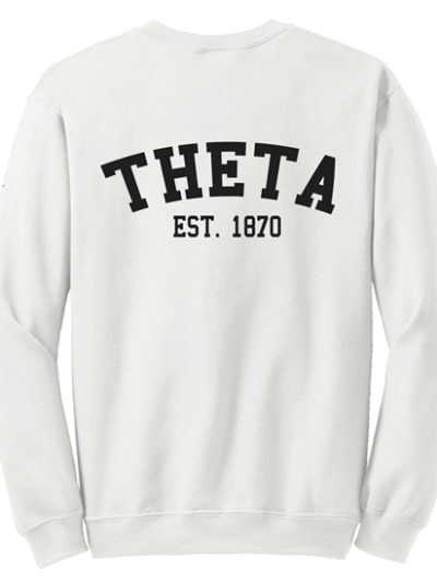 White Sweatshirt (Varsity - Black) Theta