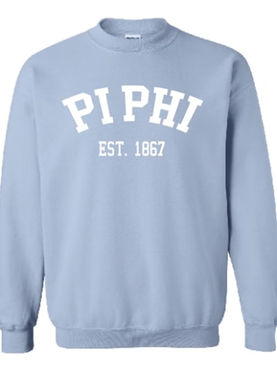 Lt. Blue Sweatshirt (Varsity)- Pi Phi