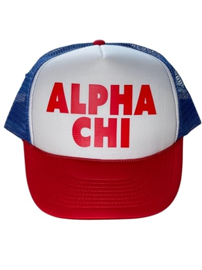 Alpha Chi Red-White-Blue Trucker