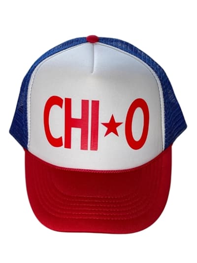 Chi Omega Red-White-Blue Trucker