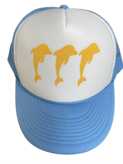 Tri Delta White-Lt. Blue Three Dolphin Trucker
