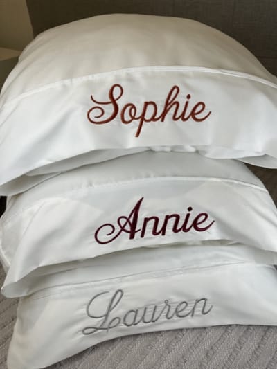 White Pillowcase with Script - Choose Your Thread