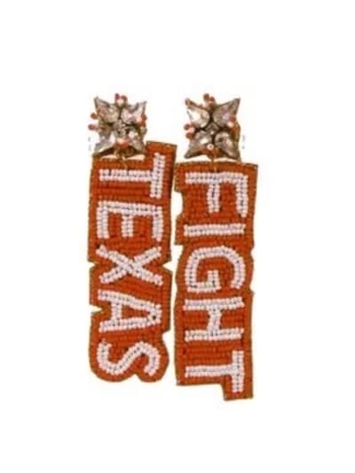 Burnt Orange Beaded Texas Earrings