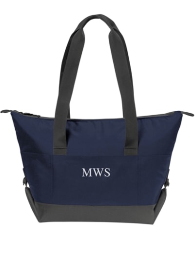 18 Pack Navy Cooler - Custom Library  Style (silver thread)