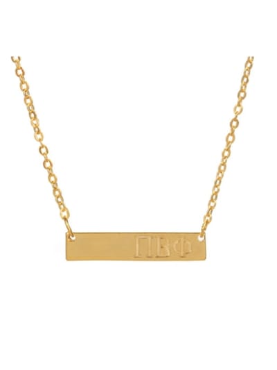 Sorority Gold Bar Necklace - Pi Beta Phi