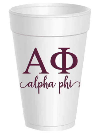 Sorority Script Styrofoam Cups - Alpha Phi