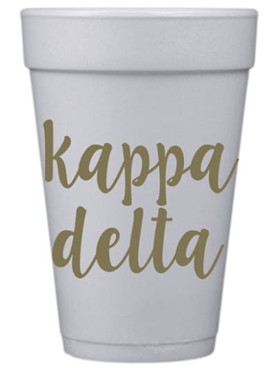 Gold Script Styrofoam Cups - Kappa Delta