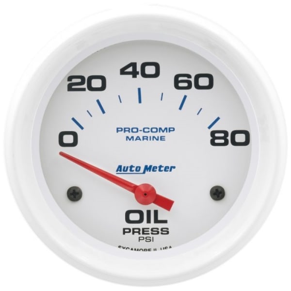 Auto Meter 200747 Oil Pressure Marine White Gauge