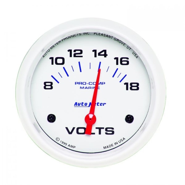 Auto Meter 200757 Voltmeter Marine White Gauge