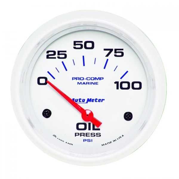 Auto Meter 200759 Oil Pressure Marine White Gauge