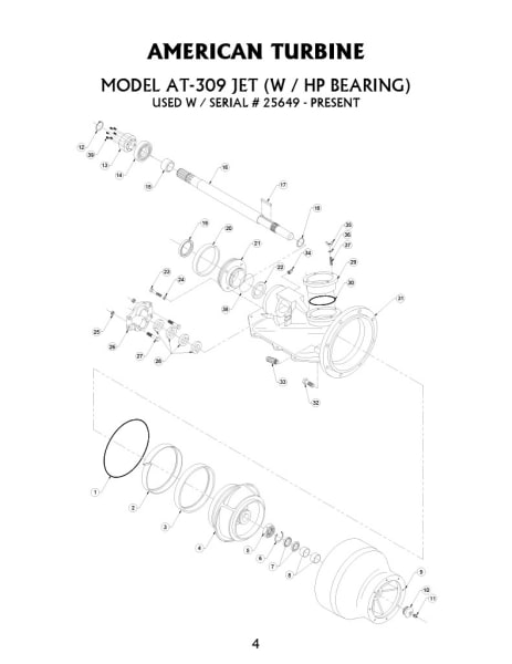 Model AT-309 Jet with HP Bearing Parts Breakdown