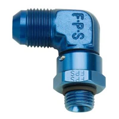 -8 AN 3/4-16 Thread ORB to -8 AN Male Swivel 90 Degree Blue