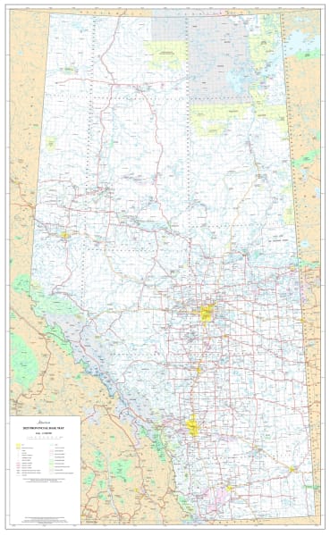 Discover the most comprehensive and detailed representation of Alberta with our Alberta Provincial Base Wall Map. Designed at a precise 1:1,000,000 scale, this large-format wall map is the ultimate resource for businesses, travelers, students, and anyone