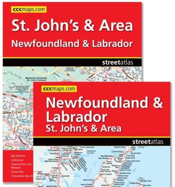 The definitive auto companion for St. John's and Newfoundland/Labrador. 88-page atlas with 1:20,000 street maps, regional maps, ferry information, and a detailed street index.