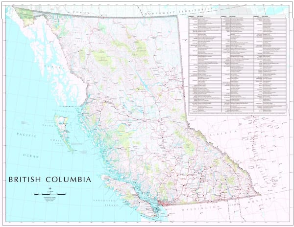 Experience the geography of Western Canada like never before with our stunning Large British Columbia Provincial Wall Map with First Nations and the Community that they are associated with. At a scale of 1:1,000,000 this premium-quality, highly detailed b