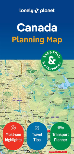 Lonely Planet Canada Planning Map featuring a protective slipcase, premium paper, and easy-fold design for cross-country travel.