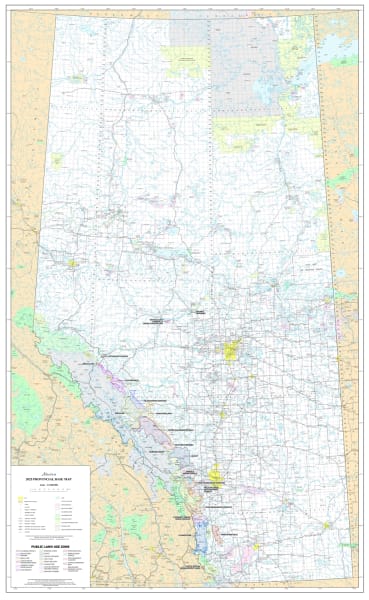 Discover the most detailed Alberta Provincial Base Wall Map, featuring all 19 Public Land Use Zones (PLUZs), highways, parks, and key infrastructure. Perfect for business, education, and trip planning. Designed at a precise 1:1,000,000 scale, this large-f