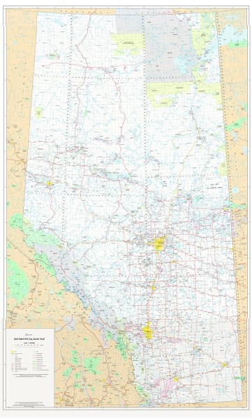 Our largest Alberta Provincial Base Wall Map (42" x 69") at 1:750,000 scale is your ultimate guide. Accurately shows all Primary & Secondary Highways, railways, lakes, parks, and settlements. A must-have for navigating or exploring Alberta.
