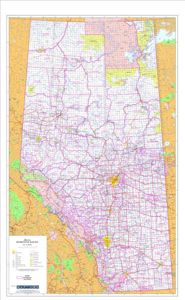 Alberta Provincial Base Map Wildlife Management Units 1:1,000,000. The Alberta provincial base map series of wall maps are all at a scale of 1:1,000,000. The maps shows primary and secondary highways, rivers, lakes, and other waterways, cities, towns, vil