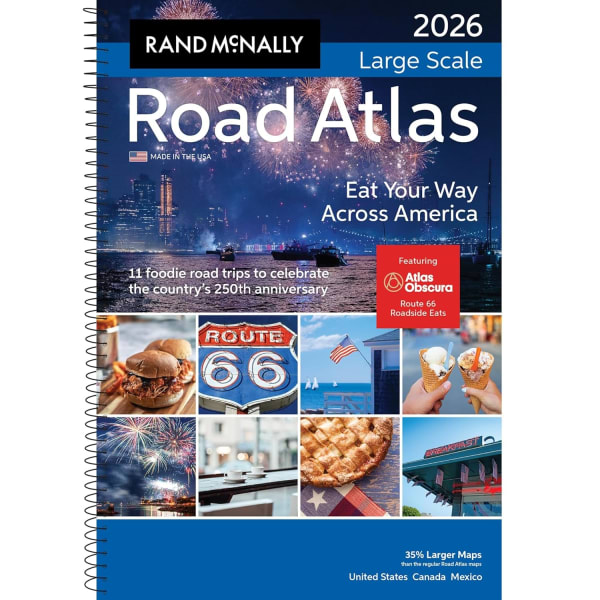 Plan your next journey with the 2026 Large Scale Atlas! Features 11 culinary road trips, the Atlas Obscura Route 66 guide, and 35% larger maps.