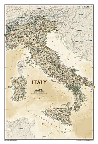 Explore Italy from Your Wall: National Geographic's Most Detailed Italy Map in the Executive Style. Immerse yourself in the rich history and diverse landscapes of Italy with this highly detailed National Geographic wall map. Ideal for planning your Italia