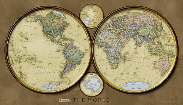World Hemispheres National Geographic Wall Map