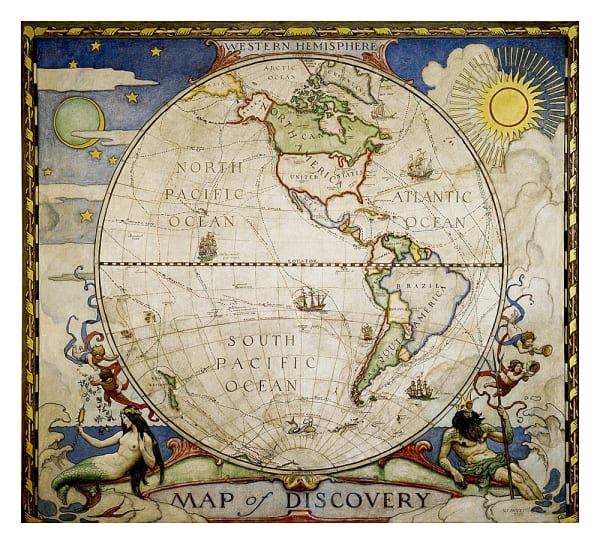 Map of Discovery - Western Hemisphere National Geographic