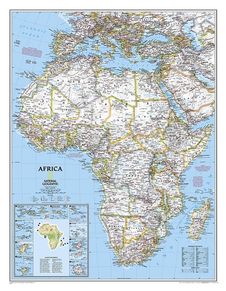 Detailed political map of Africa including boundaries, highways, and airports