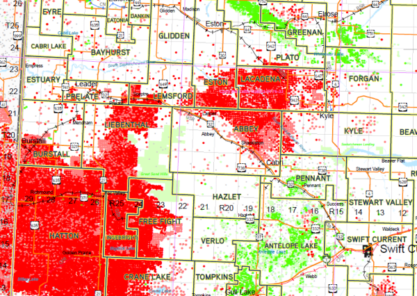 Saskatchewan Strikes and Wells map
