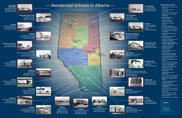 As Canada embarks on a journey of reconciliation with First Nations peoples, this meticulously crafted map serves as a vital educational tool. It pinpoints all residential schools across Alberta, shedding light on a dark chapter of Canada's history. Learn