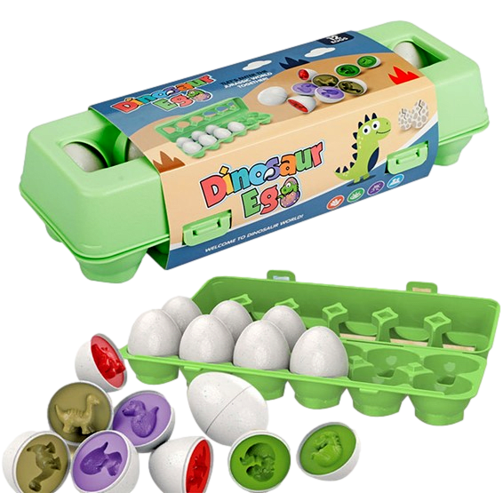 Dino Egg Carton designed to help preschoolers learn to shapes, sort, and match