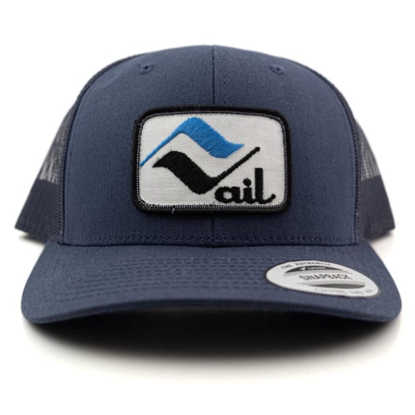 Navy Snapback Ball Cap with 1970s Vail, CO Ski Patch