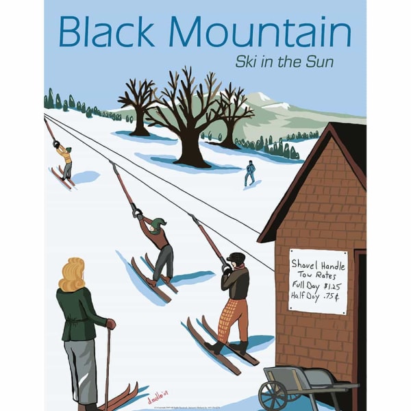 Black Mountain Ski Area Vintage Art Deco Ski Poster