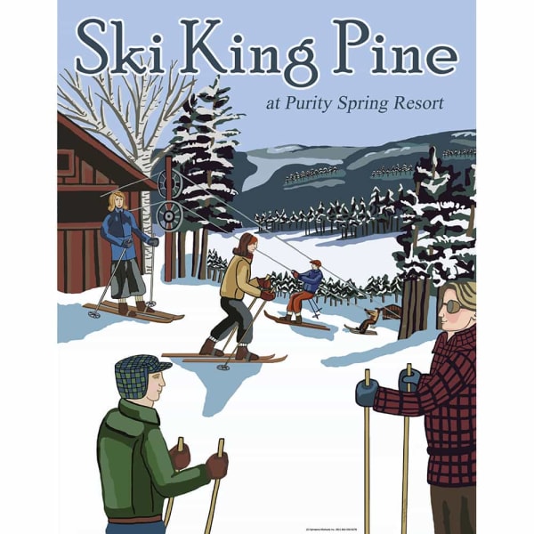 Ski King Pine Vintage Art Deco Ski Poster