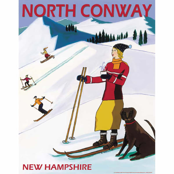 North Conway New Hampshire Vintage Art Deco Ski Poster