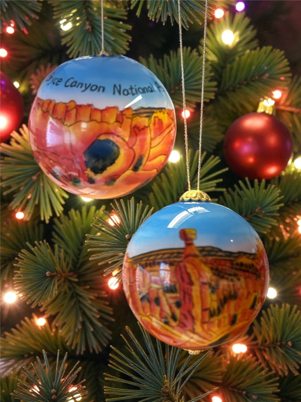 Bryce Canyon Painted Glass Christmas Ornament