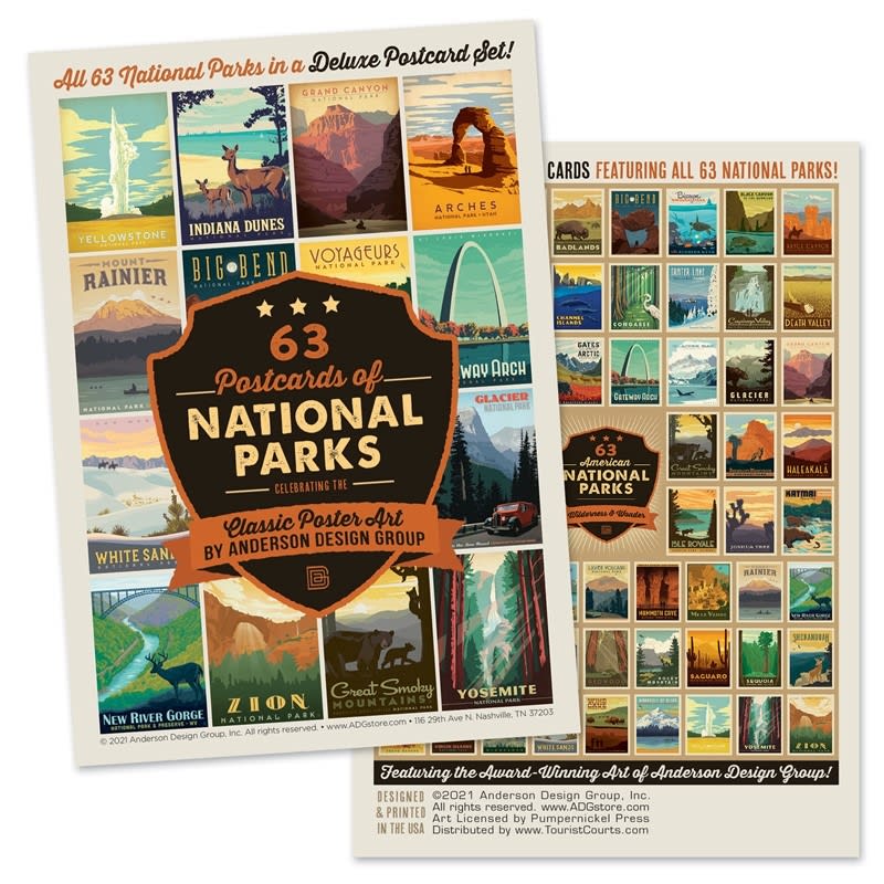 63 Illustrated National Park Postcards