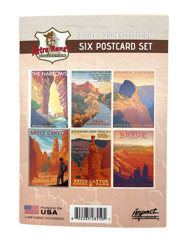 Bryce - Zion Retro Ranger Six Postcard Collection