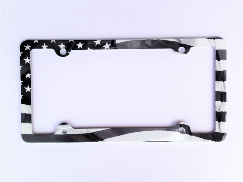 American Flag Black and white Decorative License Plate Holder, Americana Car Tag Frame