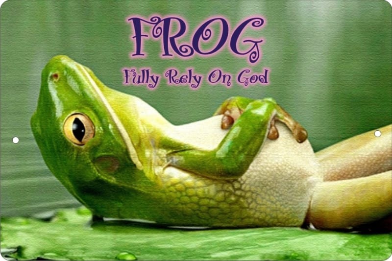 FROG Fully Rely On God personalized aluminum sign