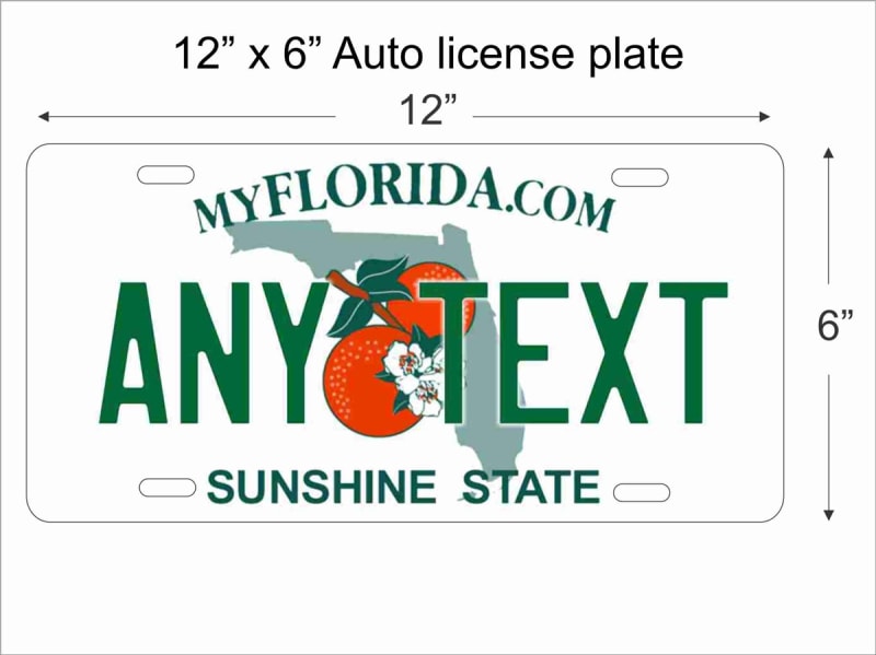 Florida state License Plate personalized with your design custom vanity Decorative plate
