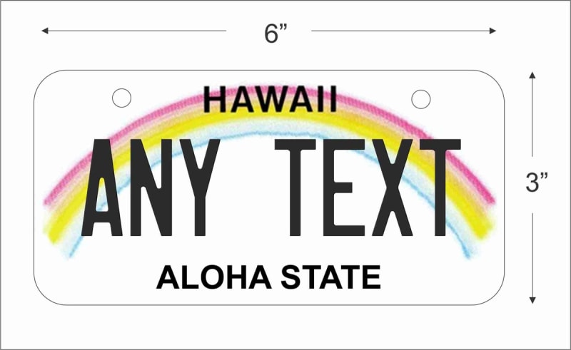 Hawaii state Mini License Plate for Bicycles, Bikes, Wheelchairs, Golf Carts personalized for you. can also be used as a door sign.